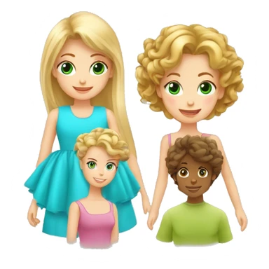 TRIO AVEC UNE FILLE AU cheveux mi-long blonde au yeux bleu + une fille avec les cheveux mi-long bouclé yeux brunc + une fille avec les cheveux legerement court ondulé avec les yeux vert  sticker