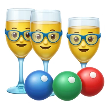 Cute 3D cartoon emoji sticker of a plastic glass-and-ball game with three glossy plastic glasses (blue, green, red) and a yellow ball. Soft lighting, smooth shadows, playful look, white sticker outline, transparent background, high resolution.” sticker