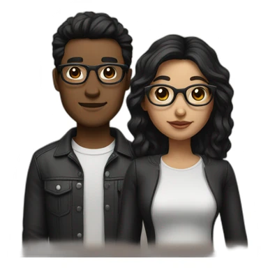 couple with white skin glasses and black hair and black eyes sticker