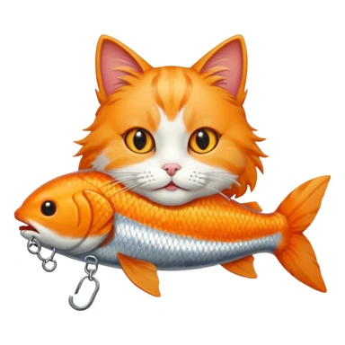 cat eating fish  sticker