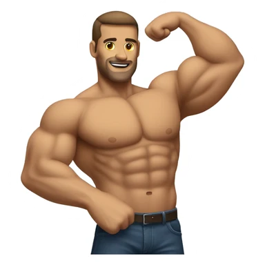 Create a muscular arm, left, biceps on the left arm
 sticker