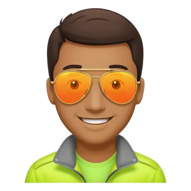 man wearing reflective neon aviator sunglasses sticker