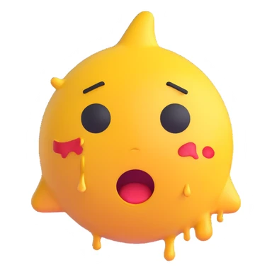 yellow emoji head with chaotic expression, crying, energetic style sticker