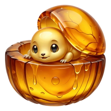 A tiny creature trapped in a huge lump of amber  sticker