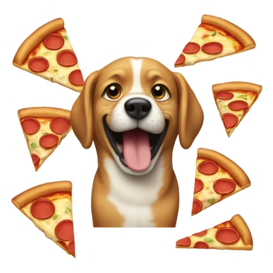 Dog eating a pizza sticker