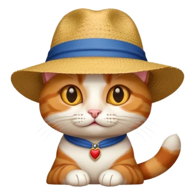 tricolor cat in panama hat sticker