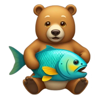 bear wearing fish costume sticker