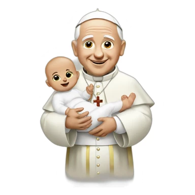 The pope with a baby sticker
