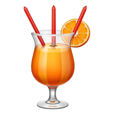An orange fruit, not a drink, with a horizontal red stripe around the middle. 4 vertical cocktail sticks in the orange with small pieces of candy on the sticks. On top of the orange a small white lit candle. sticker