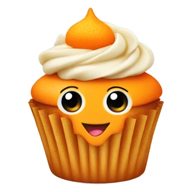 Orange cupcake with a happy face sticker