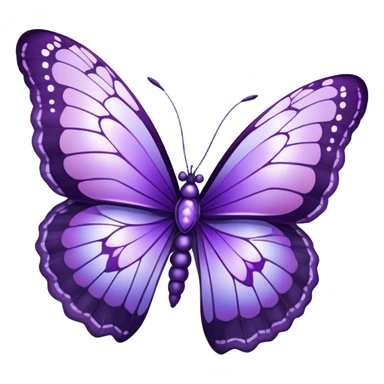 "A majestic butterfly in shades of purple, with intricately detailed wings featuring a mesmerizing pattern resembling delicate lace. The wings shimmer with an iridescent glow, reflecting hues of amethyst and lilac. The butterfly hovers gently above a field of blooming lavender, surrounded by tiny dewdrops glistening in the morning sunlight. A soft-focus background creates a dreamy atmosphere, emphasizing the elegance and ethereal quality of the butterfly."
 sticker