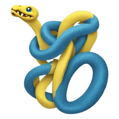 in a t-shirt a blue python tangled with a yellow python evoking the python programming language logo sticker