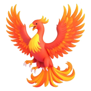 majestic phoenix with fiery wings rising from flames, fully depicted sticker