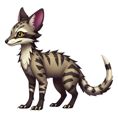 Feral Rare Fantasy dark vibrant Vernid-Sergal-Genet-Trico-species by LiLaiRa, random markings, tufted ears, full body, 4 legs sticker
