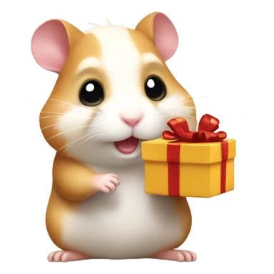 A hamster with a gift in its paws sticker