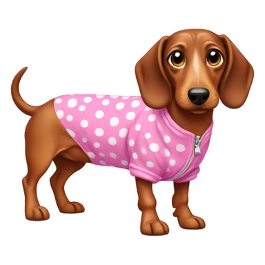 Spotted Wiener dog in a pink jumpsuit sticker