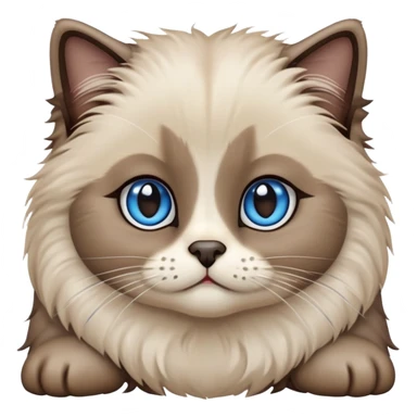 cinematic-adorable-fluffy-brown-seal-ragdoll-cat-portrait-emoji,-head-tilted-cutely-with-big,-sparkling-blue-eyes,-soft-brown-seal-colored-fur-with-darker-points-on-the-ears,-face,-and-paws,-simplified-yet-irresistibly-adorable-features, sticker