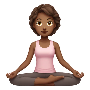  yoga girl light pink clothes with brown hair sticker