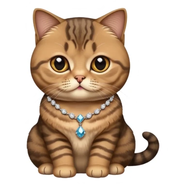 Brown and black Scottish fold with a diamond necklace  sticker