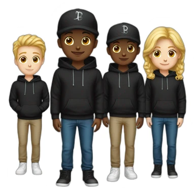 white boy black heir black hoodies with a cap sticker