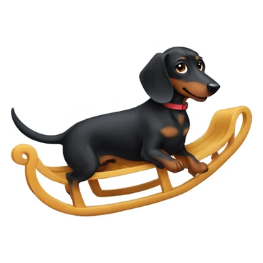 Black dachshund sledding sticker