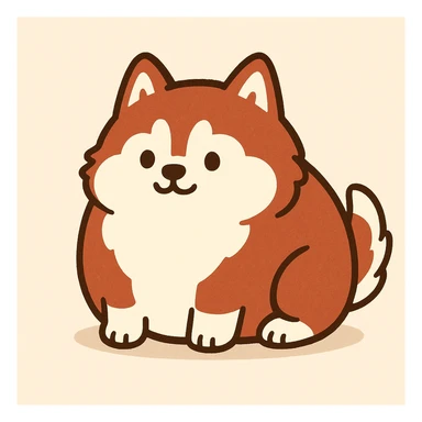 pusheen-style chonky red siberian husky sticker