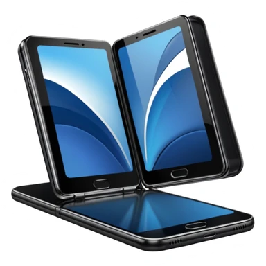 Foldable phone halfway open.






















 sticker