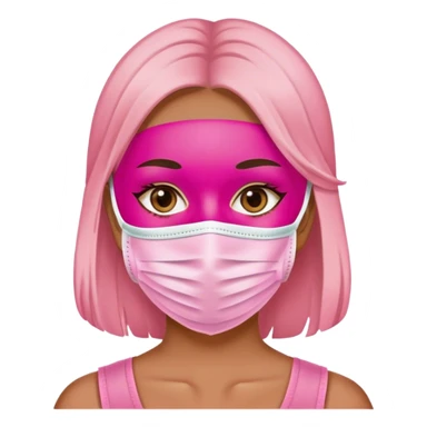 A girl wearing a pink face mask  sticker