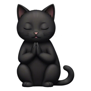 praying black cat with closed eyes sticker