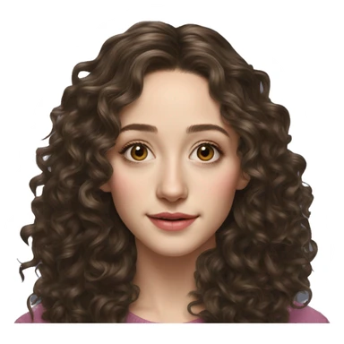 Emmy Rossum Teenager long curly hair, hyperreal photoreal sticker