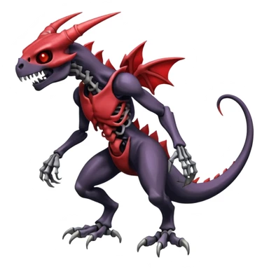 Shiny Horned Badass Edgy Dark Evil Spectral Dusky Spooky Skeletal Cool Hot Stylish Handsome Duskull-Darkrai-Charmeleon-Genesect-Fakémon-fusion (full body) sticker