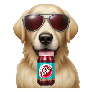dog with sunglasses and a dr pepper with a wig on sticker