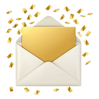 white envelope surrounded gold confetti sticker