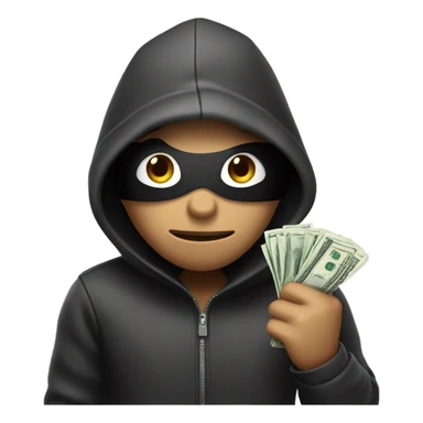 robber holding money bag sticker