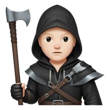 an executioner with a black hood so we can't see his face and an axe in his hand sticker