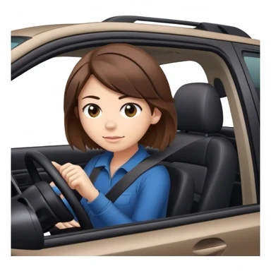 Girl with brown hair driving a black Subaru outback  sticker