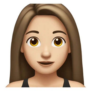 Middle age girl with long brown hair and fair skin wearing a black halter top hazel eyes and long lashes sticker