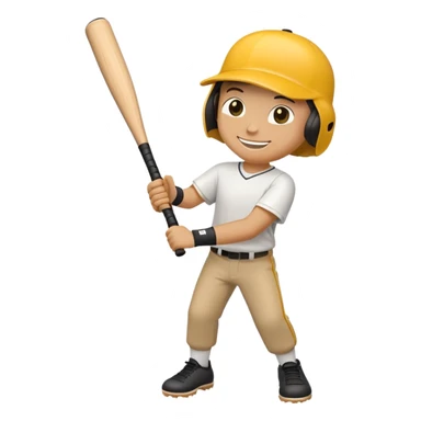 make a yellow stick non human with a smile holding a bat with limbs sticker