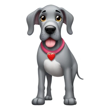 Grey great dane with heart sticker