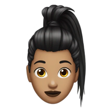 Punk ponytail black with bangs hair sticker