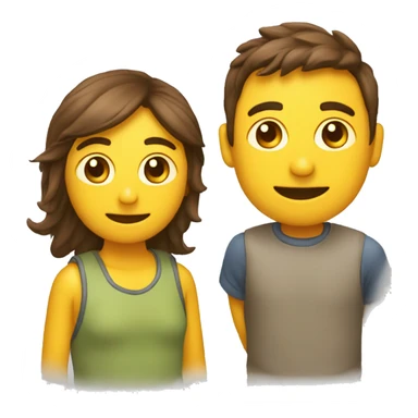 Emoji peliandose con un compañero y amigo sticker