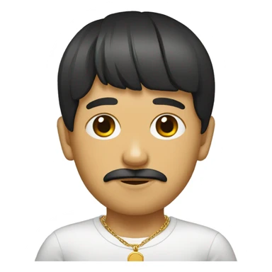 mexican edgar with a bowl cut and a gold chain with a mustache  sticker
