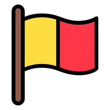 flag split vertically, left half yellow, right half red, minimal style sticker
