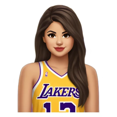 selena gomez with yellow lakers jersey sticker