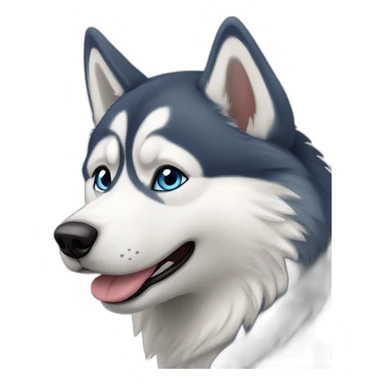 Husky blanc yeux bleu poil un peu court et souriant sticker