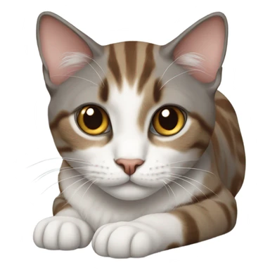 Realistic cat laying gray and brown sticker