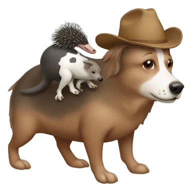 Echidna riding a cattle dog sticker