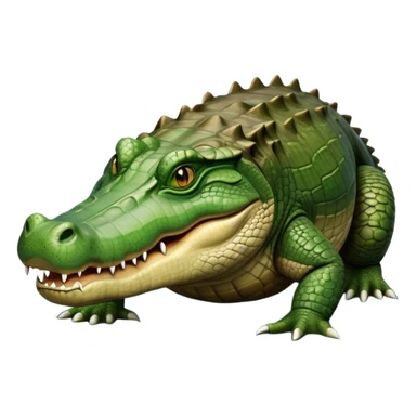 cinematic-crocodile-realistic-full-body-on all fours-emoji,-massive-scaled-body-partially-submerged-in-shallow-water,-head-tilted-dramatically,-rough-green-and-brown-hide-textured-with-deep-ridges,-simplified-yet-realistic-focused-features, head held high sticker