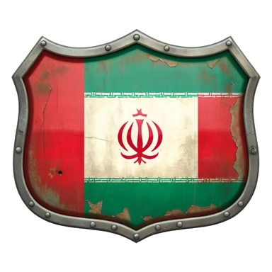 rectangular shield with the flag of Iran 1980 sticker