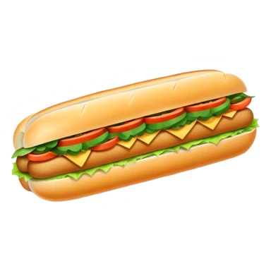 Banh Mi Cinematic Realistic Banh Mi Sandwich Dish Emoji, depicted as a simple, small baguette filled with fresh ingredients, rendered with crisp textures and vibrant, inviting lighting. sticker